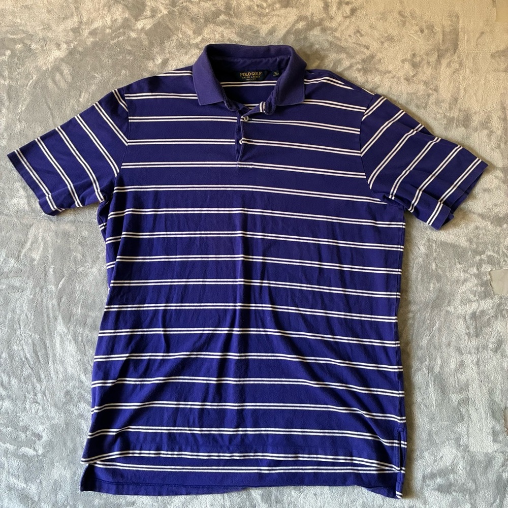 Ralph Lauren Polo Golf Men's Striped Blue Polo Shirt - Picture 2 of 5
